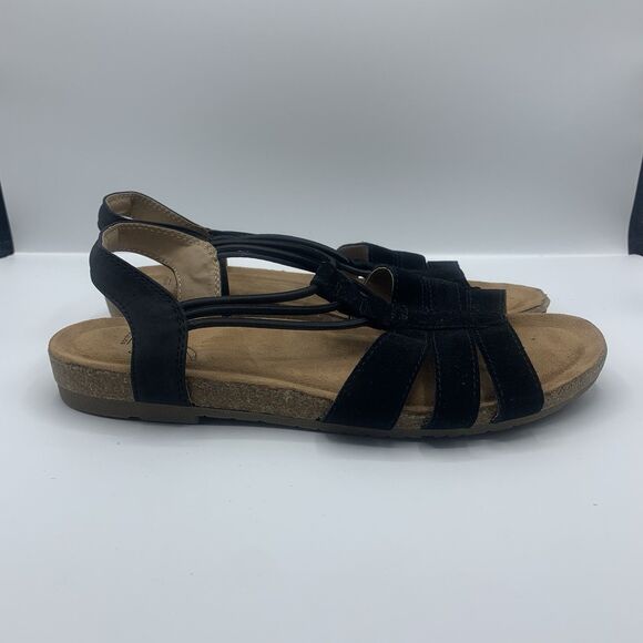 Earth Origins Laney Wide Black Suede Sandals Size 8 - Picture 4 of 8